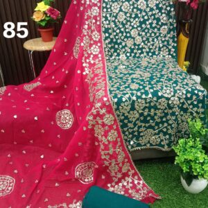 *Pakistani Bemberg Chiffon handwork heavy LCD gota embroidery 3 piece Suit*